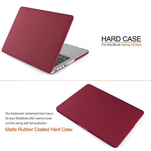 iDOO MacBook Schutzhülle / Hard Case Cover Laptop Hülle [Für MacBook Pro 13 Zoll Retina – ohne CD-Laufwerk: A1425/A1502] – matt, Weinrot - 2