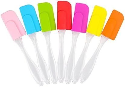 Lenhar Silicone Baking Spatulas - (Set of 7) Spoon Style Dishwasher Safe Durable Jar Icing Scraper Butter Mixer Utensil Kitchen Cooking Gadget and Bakeware Perfect Tool for Cake Decorating