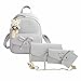 Produktbild SUNNSEAN Tasche,Frauen Vier Sätze Rucksack Handtasche Schultertasche Vier Stücke Einkaufstasche Crossbody Ledertasche für Mädchen Elegant Daypacks Leder Daypacks (Grau)