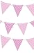 Produktbild VALUE TWIN PACK Pink & White Polka Dot Colour Pennant Card Bunting Indoor/Outdoor Party Decoration Banner Approx Total 16 Flags 13 Foot by Fun Machine