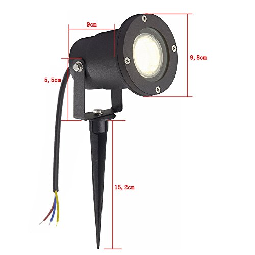 SAILUN 4 x 3W LED Gartenleuchte Rasen Licht mit Erdspieß, Matt-Schwarz, Warmweiß 85-265V, wasserdicht IP65 für den Außenbereich Garten Teich Park Landschaft - 2