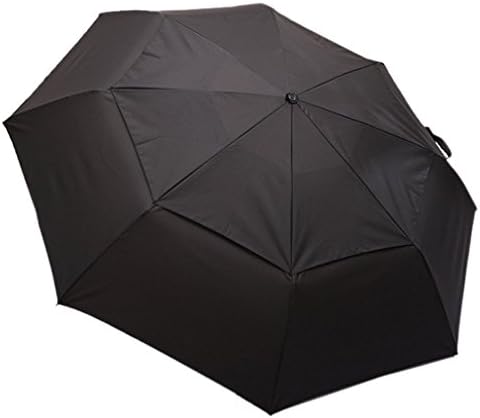 Men's Black Classic Automatic Folding Large Travel Umbrella with Double-canopy Waterproof Windproof Umbrella