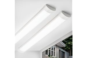 Qsmile 2 Stück LED Rohre 120cm 32w 3550lm KaltweiBes Licht 6500K Ultradünne LED Feuchtraumleuchte Einfach zu Installierende Lichtleiste für Büros Lager Garagen Keller Werkstatten