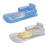 Bestway - Matelas pneumatique fauteuil gonflable plage piscine ultra confort avec dossier et accoudoirs, 157 x 89 cm