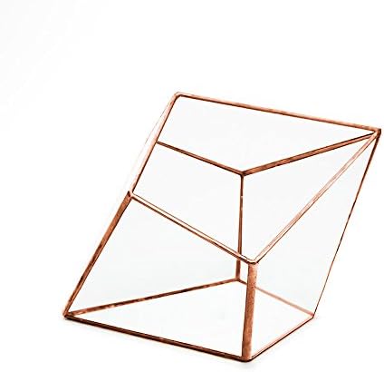 COPPER DIAMOND TERRARIUM. Also available with ARTIFICIAL SUCCULENT PLANTS and LED FAIRY LIGHTS or as an empty terrarium. Supplied fully assembled. (Empty terrarium)