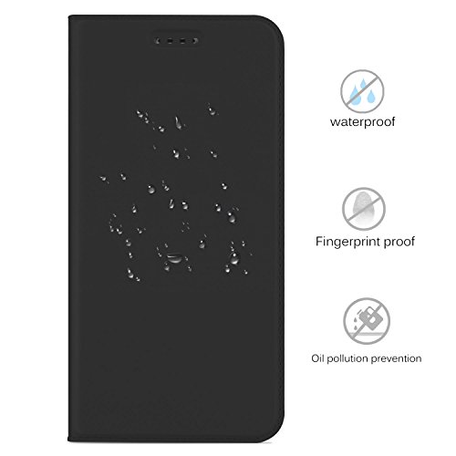 Funda Moto Z2 play Carcasa KuGi Slim Flip Cover Carcasa Cubierta de cuero PU Multi-Angle Shockproof Silicio Protectora de Carcasa con Soporte Plegable para Moto Z2 play 2017 Smartphone Slim Book Series - Negro 