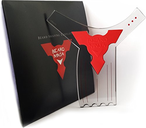 Der BEARD NINJA – Bart Schablone | Bart Gestaltung Werkzeug | Styling Vorlage. Bartformer stylen schablone für perfekte symmetrie. Trimmed und stylen symetrischer Bartform. TRANSPARENTE Styler + ANTI-RUTSCH GRIFF. Kurven-/Stufen-/gerader Schnitt, Spitzbart und perfekte Nackenlinie