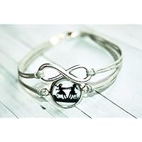 Infinity Freundschafts Scherenschnitt Wachsarmband grau/silber, Schwestern ,16-17cm, handmade, ein süßes Geschenk für die beste Freundin oder liebste Schwester