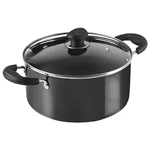 Vinod Hard Anodized Sauce Pot with Glass Lid- 24 cm, 5 Ltr
