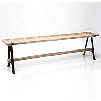 Kare Design Asiento banco 165 cm de madera de mango patas de hierro negro Scissors