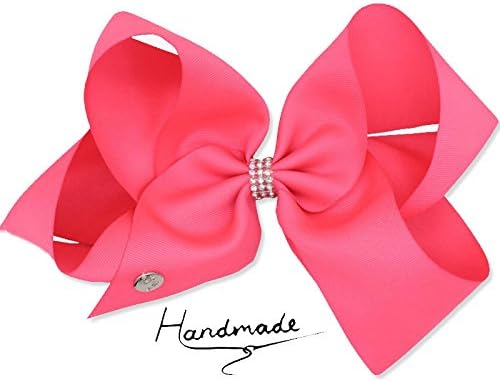 Pink JayJo JOJO Style Bows Large 8" Big Bow Hair Clip for Children Girls Rhinestone