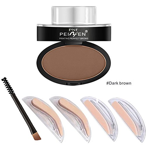 ROPALIA Quick Eyebrow Stamp Seal With Eyebrow Stencils Brush Powder Eyebrow Kit Dark Brown