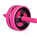 Produktbild Bauch-Übungen Workout Roller Rad mit Kniepolstern, Selbst versenkbare Bauchtraining Ausrüstung/Ab Rad/Ab Roller für Home Gym,Pink