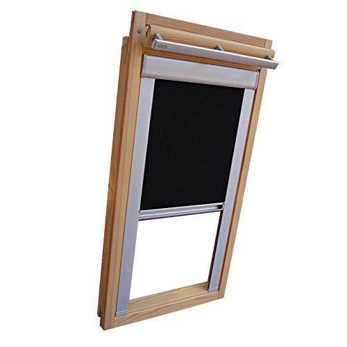 Hochwertiges Verdunkelungsrollo Rollo mit Seitenschienen für Velux DKL-EP GGL,GPL,GHL,GTL 104 schwarz // Verdunkelungsrollo / Verdunkelungs-Rollo / Fensterrollo
