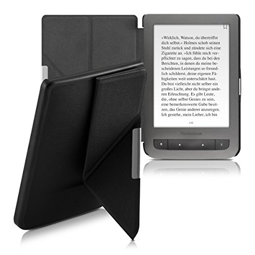kwmobile Smart Cover Case für Pocketbook Touch Lux 3 / Touch Lux 2 mit Ständer – Schmale Schutzhülle Slim Hülle aus Kunstleder in Schwarz - 5