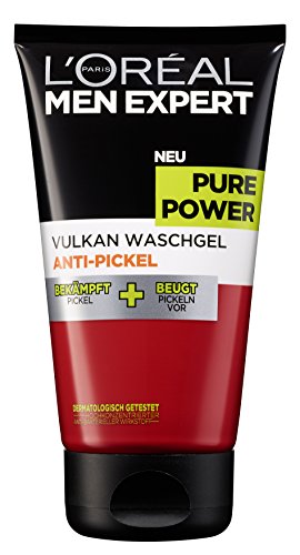 L'Oréal Men Expert Pure Power Vulkan Waschgel zur täglichen Anti Pickel Gesichtspflege, 1er Pack (1 x 150 ml)