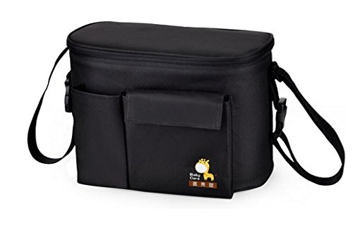Stroller Baby Nappy Changing Bag Set Buggy Diaper Bag Multifunctional Mummy Handbag Shoulder Bag Mat (Black)
