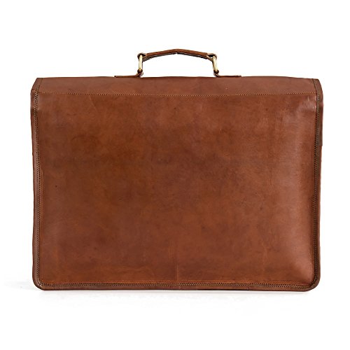 Businesstasche Aktentasche BERLINER BAGS Amsterdam Arbeitstasche Bürotasche Umhängetasche Qualität 17,5 Laptoptasche Ledertasche Vintage Uni Collegetasche Ordner Braun Herren Damen Groß XL - 5