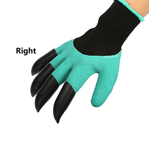 GG Mall (2 Paar) Garten Genie Handschuhe mit Graben Krallen auf Rechts Seite, vollständig wasserdicht, Komfort Flexibles Design - 4
