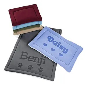 Personalized Dog Kennel Mat - Large or Small Pad, Cute Washable Bed Cushion - Cats or Dogs (Small)