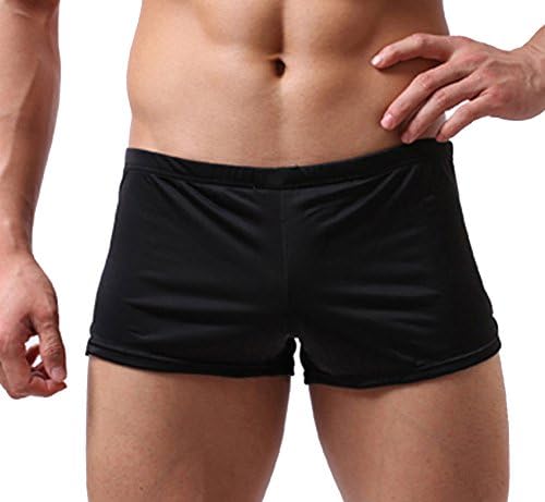 MEGAERA ONE Men Breathable Underwear Ice Silk Boxer Briefs Bulge Pouch Low Rise Underpants (XXL, Black)