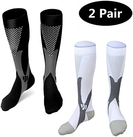 Dargon Eight Compression Socks Graduated 20-30 mmhg 2 Pairs For Nurses Cycling Runners Fitness Weight Lifting Maternity Teachers For Men and Women (L/XL)
