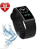 LMtt Smart Wristband, Smart Bracelet Bluetooth 4.0 Waterproof Heart Rate Blood Pressure Monitor Wristband Health Bracelet for IOS Android,Black
