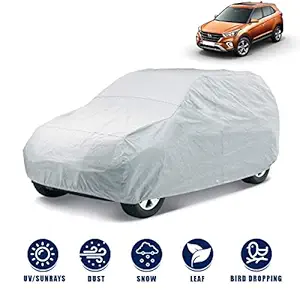 Kingsway Dust Proof Car Body Cover for Hyundai Creta (Model Year : 2018-2019) (Silver Matty, Triple Stitched)