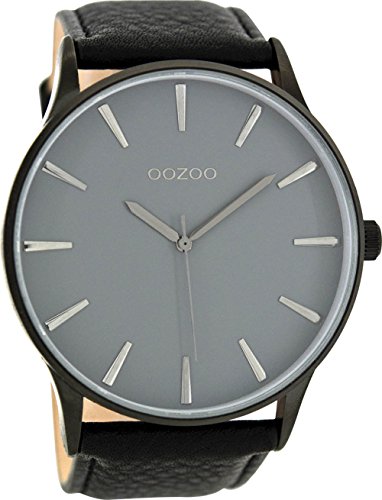 Oozoo Herrenuhr mit Lederband 50 MM Grau/Schwarz C8234 Oozoo Herrenuhr mit Lederband 50 MM Grau/Schwarz C8234
