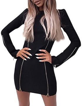 Damen Kleider Longra Abendmode Deman Langarm Wickelkleider Bleistiftrock Reißverschluss PartyKleid Casual Schrittrock...