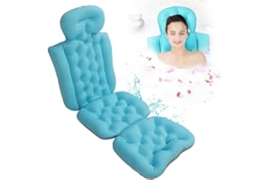 Ejoyous Cuscino per Vasca da Bagno per Tutto Il Corpo, Tappetino per Vasca con Cuscino a Bolle, Cuscino per Vasca da Bagno con Forti Ventose, Antiscivolo, Rimovibile, Lavabile (Blue)