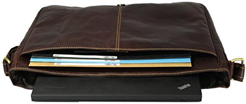 Laptop-Tasche „ATLANTA“ (15″) | Echtes Büffel-Leder | Notebook Umhängetasche Herren Damen Braun | By Alpenleder - 5