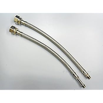 Flexible Hose Pipe Tails Kitchen Sink Bathroom Basin Monobloc Tab Mixer Connector Flexi Pipes Pair Of M10X 1/2 BSP Long Life Stainless Steel Braided Flexible Hoses (30CM - View #6