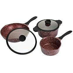 ROSSETTO Set de Wok 30cm +Casserole 20cm+Faitout 24cm Fonte Aluminium Gris Tous Feux Dont Induction
