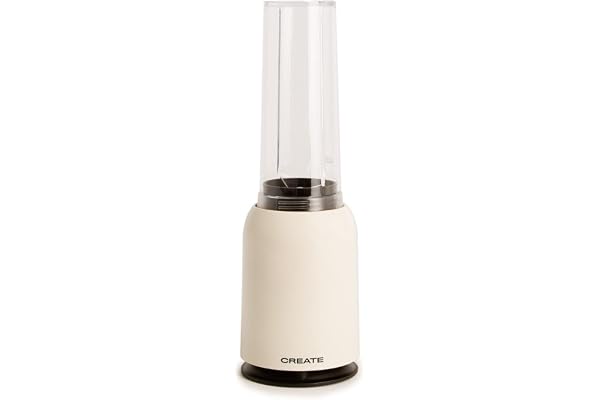 CREATE/MOI STUDIO/Blender avec verre amovible Blanc cassé/Mixeur pour smoothies et milk-shakes, 400 ml en verre, usage unique, sans BPA, portable, lames en acier inoxydable, 230W