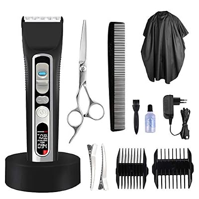 Ctrendu Tondeuse Cheveux Hommes - Ctrendu Tondeuse Cheveux Professionnelle Tondeuse Barbe avec Peigne de Réglage Motorisé, avec Affichage LCD, Maison et Salon de Coiffure (Noir)