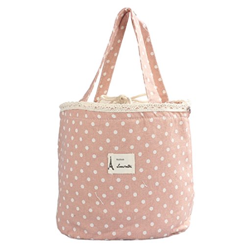 Sannysis Thermal Tote Cooler Lunch Bag Pouch Bento Mittagessen-Behälter (rosa)