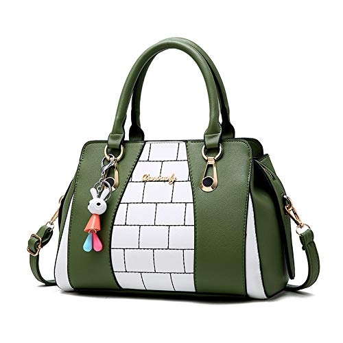 Preisvergleich Produktbild Frauen-geteilte Lederne Spitzenhandgriff-Kreuz-Körper-Handta... Tagesrucksack,Green-30 * 14 * 21cm