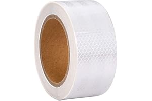 XFXIA Ruban Réfléchissant Blanc 10m x 5cm Ruban Réflecteur Imperméable Ruban d'Avertissement Auto-adhésif Ruban de Sécurité-Bande d'Avertissement Visible pour Véhicules, Vélos, Extérieur, Voitures
