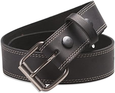 Hawkdale Men's Genuine Leather Belt With Strap On Press Stud Strap - 1.25" &amp; 1.5'' Width # 8R-F48-F65 [Black] [XL - 40" - 44" (101.5-111cm)]