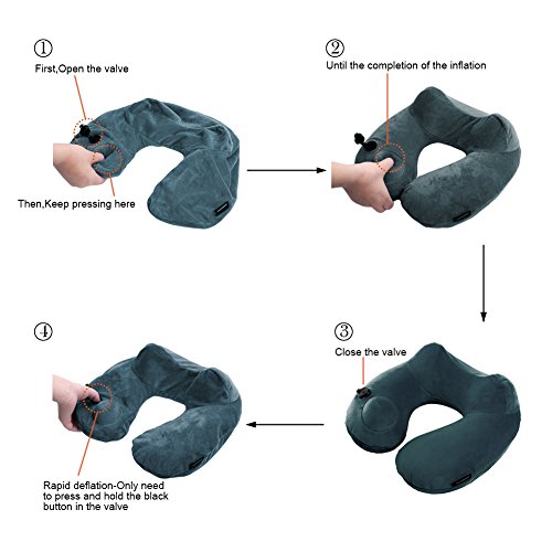 Aufblasbare Nackenkissen,IntimaTe WM Heart PVC Reisekissen Aufblasbar, Soft Nackenkissen, Travel Support Pillow Neck Pillow Kissen Für Den Flugzeug Schlafen Auto Eisenbahn (GRAY) - 5