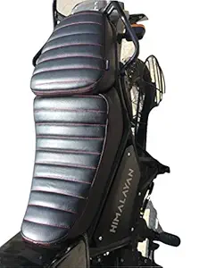 Sahara Seats Leatherette Himalayan Retro Look Cushion Seat Cover for Royal Enfield (Black with Red Stitching)