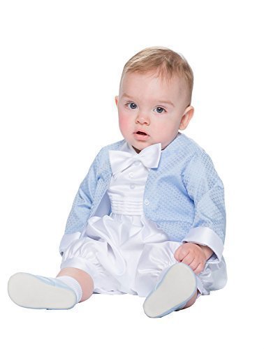 Vivaki, Boys Blue & White Romper Suit, Vivaki, Boys Christening Outfit, Baby Vivaki, Boys Romper Suit, 0 - 3 months