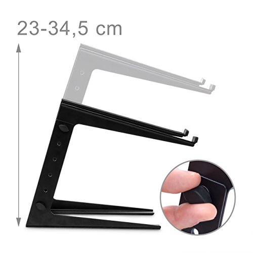 Relaxdays Laptopständer höhenverstellbar Notebookständer mit gummierten Füßen, Haltern Höhe 5-fach verstellbar Laptophalter für Djs und Musiker Mixerständer, 34,5 x 26 x 32 cm, schwarz - 3