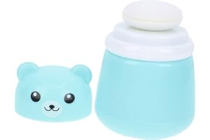 PLAFOPE Adorable Bear Powder Puff Container Portable Powder Dispenser for Boy Girl and Adults Cartoon Design Easy-Apply Puff for Travel and Home Use Storage Box
