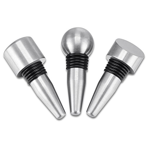 Bytan Weinverschluss Weinflaschenverschluss Edelstahl Flaschenverschluss 3 Stücke Weinstopper Set – Silber - 3