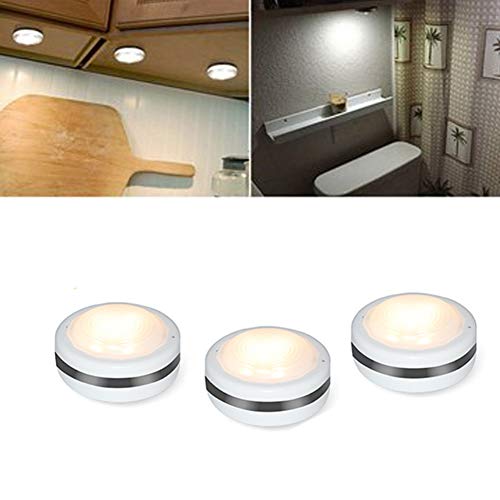 Preisvergleich Produktbild YonganUK Kabellose LED-Lichter mit Fernbedienung, dimmbare Schrankbeleuchtung, batteriebetrieben, 3 Stück unter der Schrank Lichter Dekoration für Küchenschrank, Wie abgebildet, 2.40x0.98inch