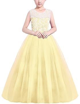 HUAANIUE Mädchen Kinder Kleid Lang Brautjungfer Festlich Hochzeit Kleider Abendkleid
