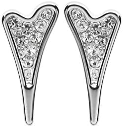 Miss Dee Womens 1micron Sterling Silver Clear Crystal Heart Stud Fashion Earrings for women - in Gift Bag