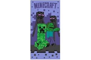BrandMac Minecraft Kids Bath Pool Beach Towel 70 x 140 cm - Super Soft & Absorbent 100% Cotton Towel | Minecraft 'Sketch Mobs' Design